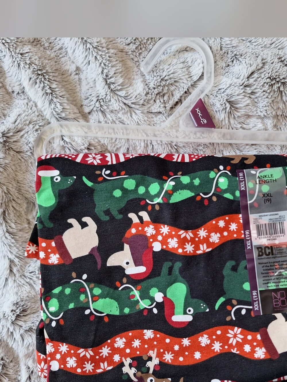 Plus Womens Christmas Print Leggings - Size XXXL - Black/Green/Red